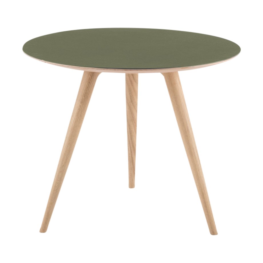 Arp side table houten bijzettafel whitewash - met linoleum tafelblad olive - Ø 55 cm Arp side table houten bijzettafel whitewash - met linoleum tafelblad olive - Ø 55 cm afbeelding 1