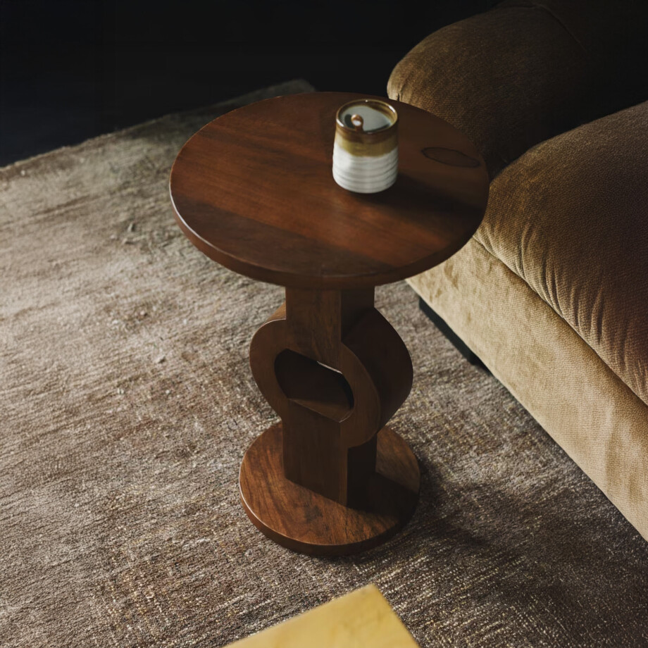 Dutchbone Ronde Bijzettafel 'Tondo' Mangohout, 36cm afbeelding 