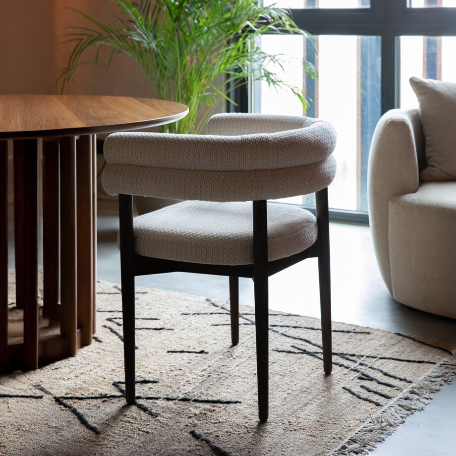 Dutchbone Eetkamerstoel 'Sela' Geweven stof, kleur Off White afbeelding 1