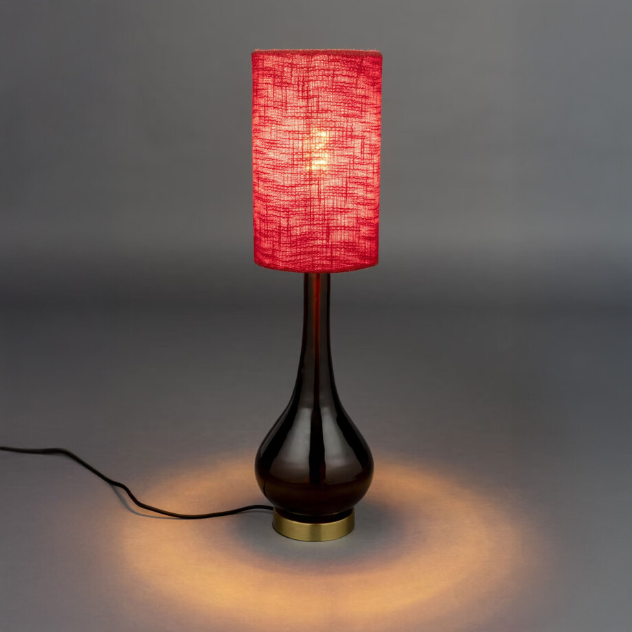 Dutchbone Tafellamp 'Jules' Geweven stof en glas afbeelding 