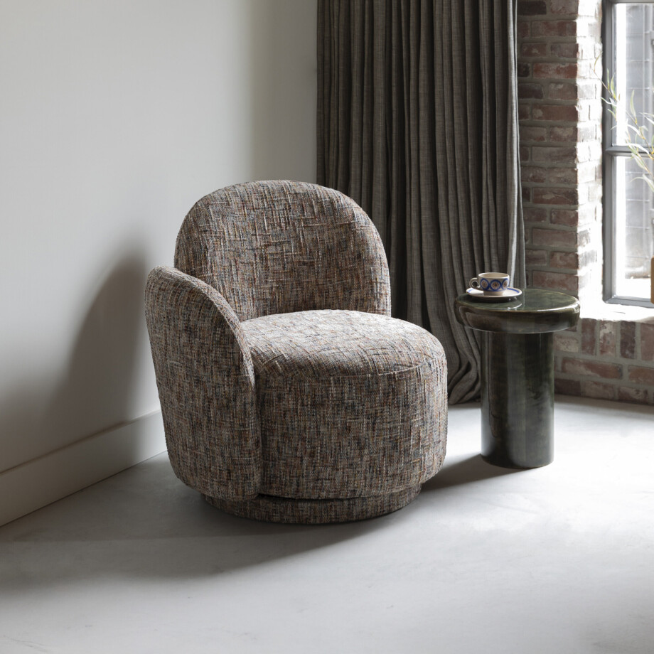 Dutchbone Fauteuil 'Rose' Geweven stof, kleur Rose afbeelding 1