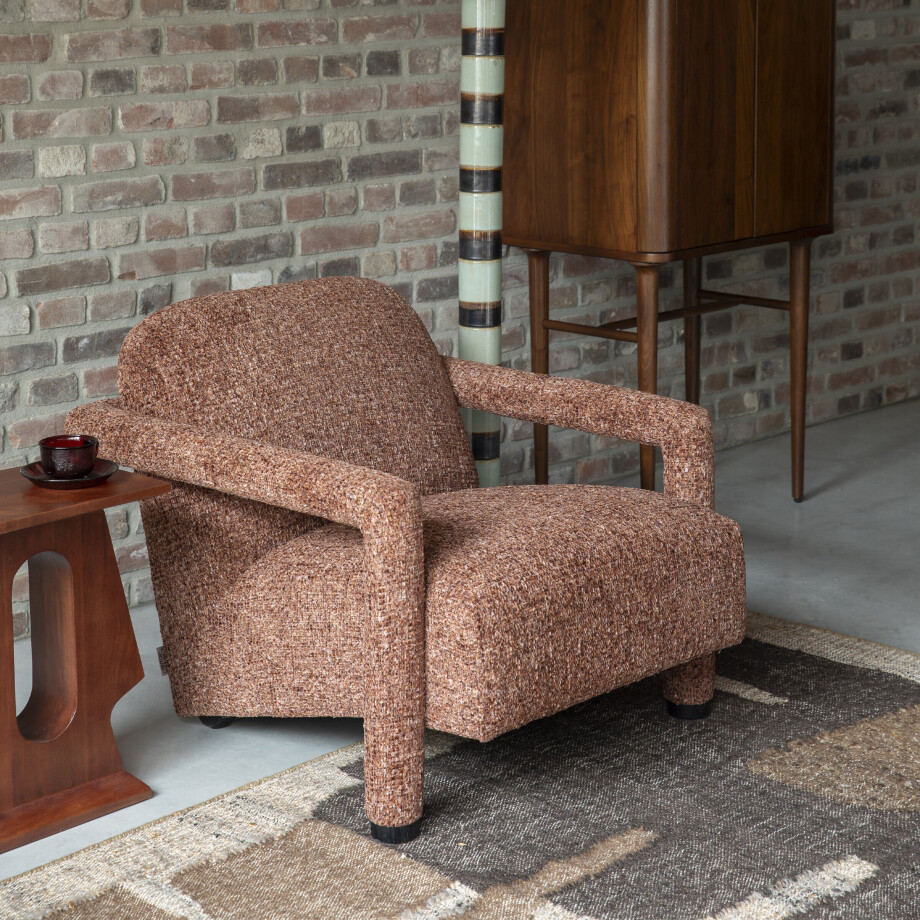 Dutchbone Fauteuil 'Kent' Geweven stof, kleur Bordeauxrood afbeelding 1