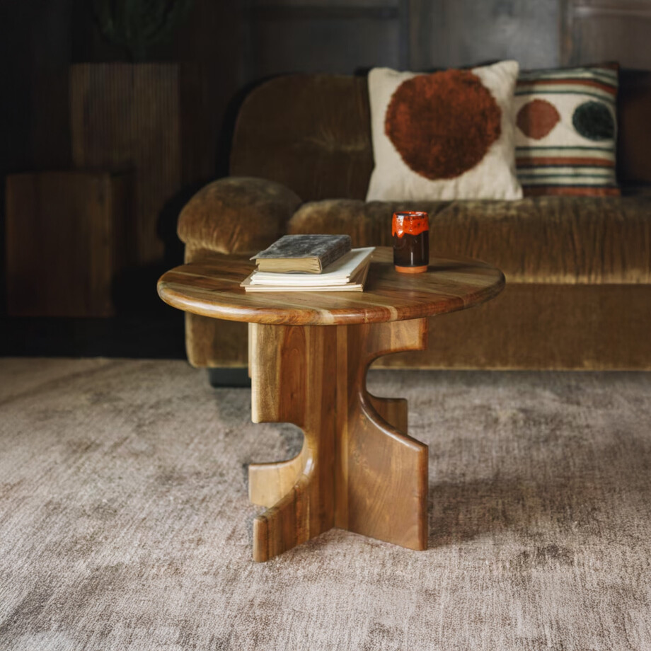 Dutchbone Ronde Bijzettafel 'Morgan' Acaciahout, 60cm afbeelding 