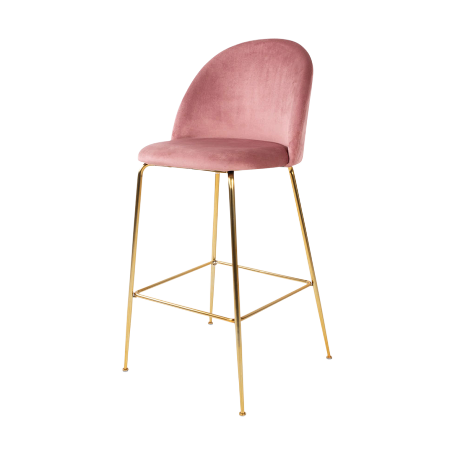 Aniek barkruk velvet roze - gouden onderstel - 77 cm Aniek barkruk velvet roze - gouden onderstel - 77 cm afbeelding 1