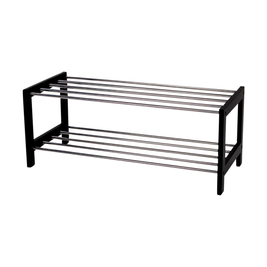 Norah houten schoenenrek zwart - 78 x 34 cm Norah houten schoenenrek zwart - 78 x 34 cm afbeelding 1