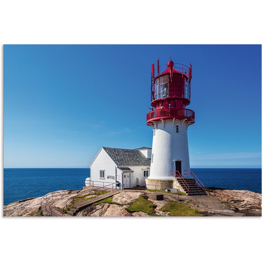 Artland Aluminium dibond print De vuurtoren Lindesnes Fyr in Noorwegen geschikt voor binnen en buiten, buitenafbeelding afbeelding 1