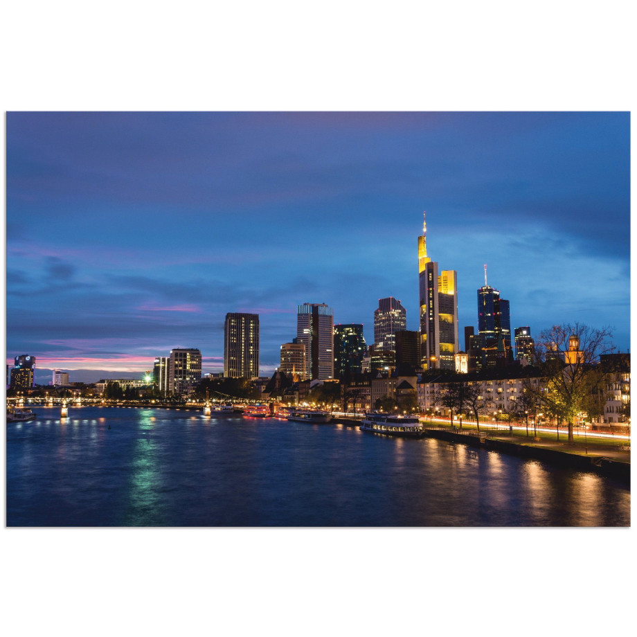 Artland Aluminium dibond print Frankfurt skyline geschikt voor binnen en buiten, buitenafbeelding afbeelding 1