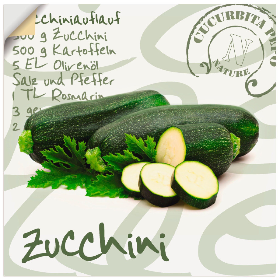 Artland Artprint Aangeknipte courgette als artprint van aluminium, artprint op linnen, muursticker of poster in verschillende maten afbeelding 1