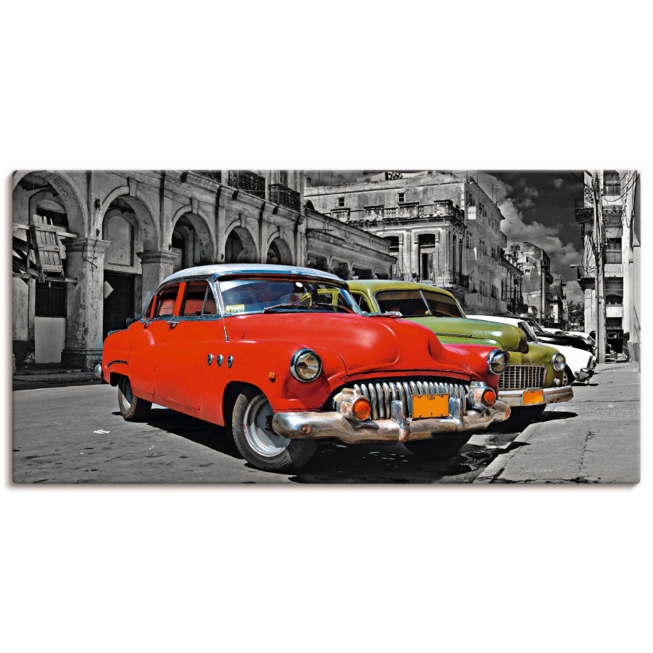 Artland Artprint Aanzicht van kleurrijke havanna auto’s als artprint van aluminium, artprint op linnen, muursticker, verschillende maten afbeelding 1