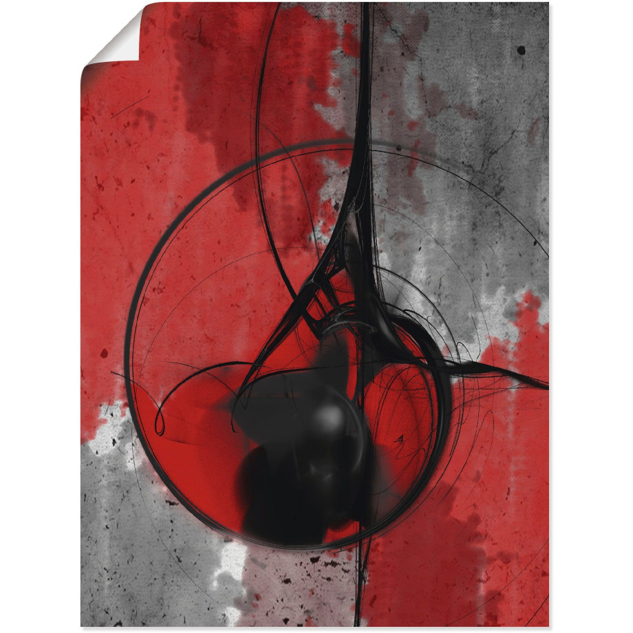 Artland Artprint Abstract in rood en zwart als artprint van aluminium, artprint voor buiten, artprint op linnen, poster in verschillende maten. maten afbeelding 1