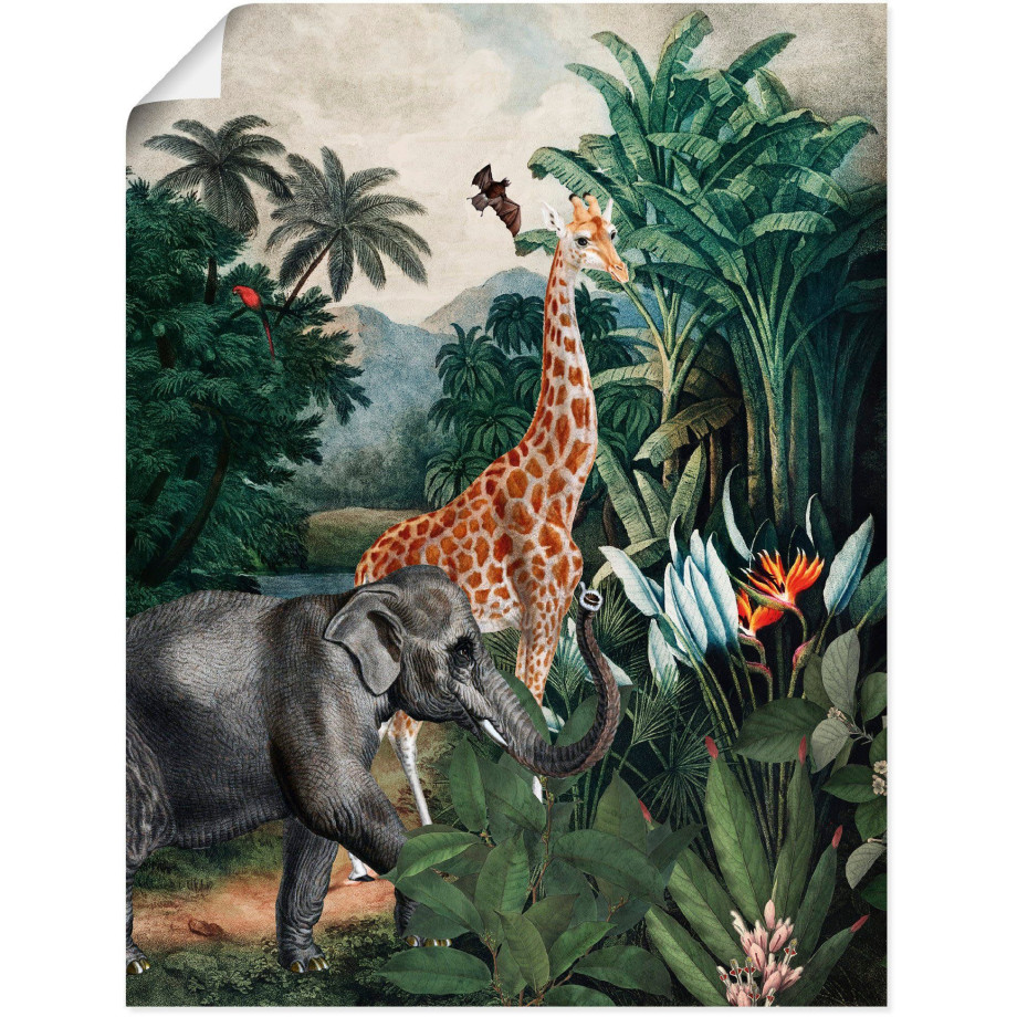 Artland Artprint Afrikaanse jungle als artprint van aluminium, artprint voor buiten, artprint op linnen, poster in verschillende maten. maten afbeelding 1