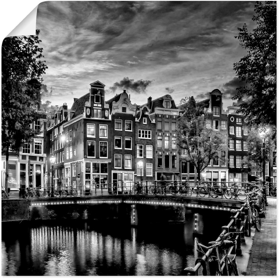 Artland Artprint Amsterdam avondidylle als artprint op linnen, poster, muursticker in verschillende maten afbeelding 1