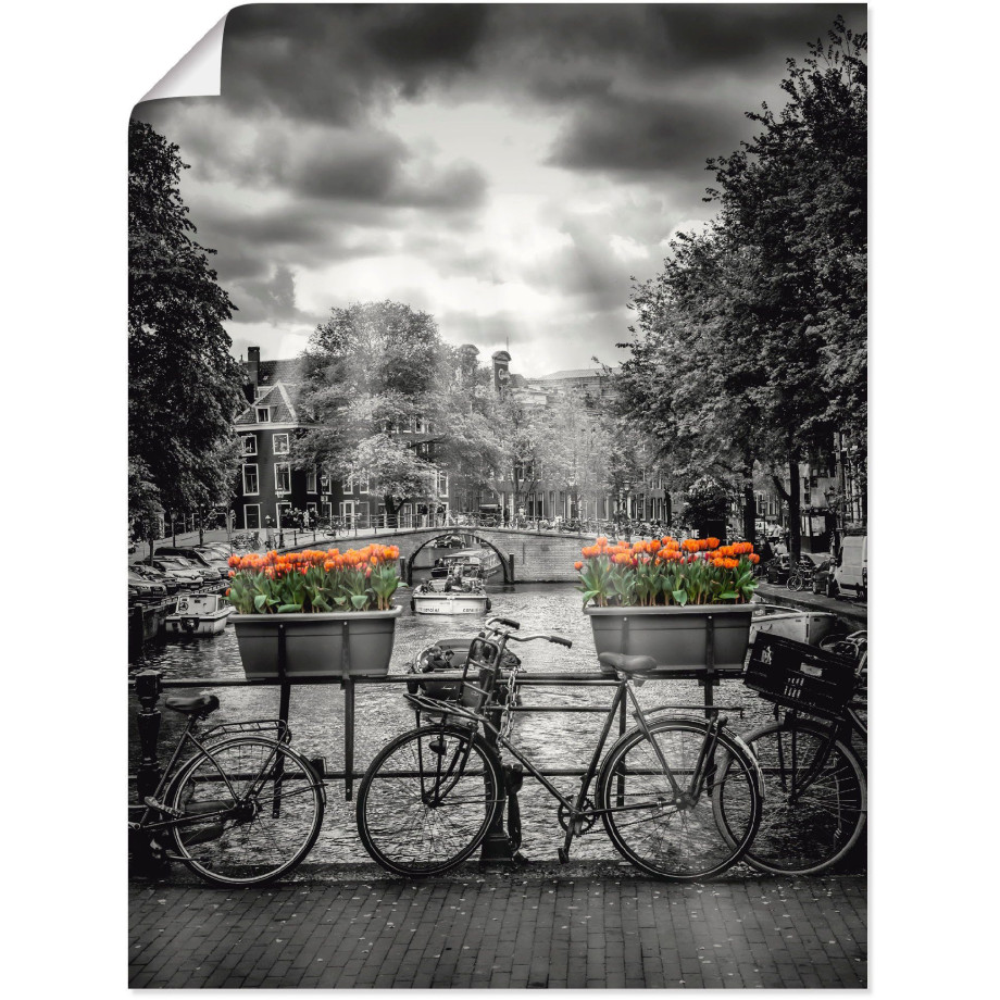 Artland Artprint Amsterdam Herengracht & zonnestralen als artprint op linnen, poster in verschillende formaten maten afbeelding 1