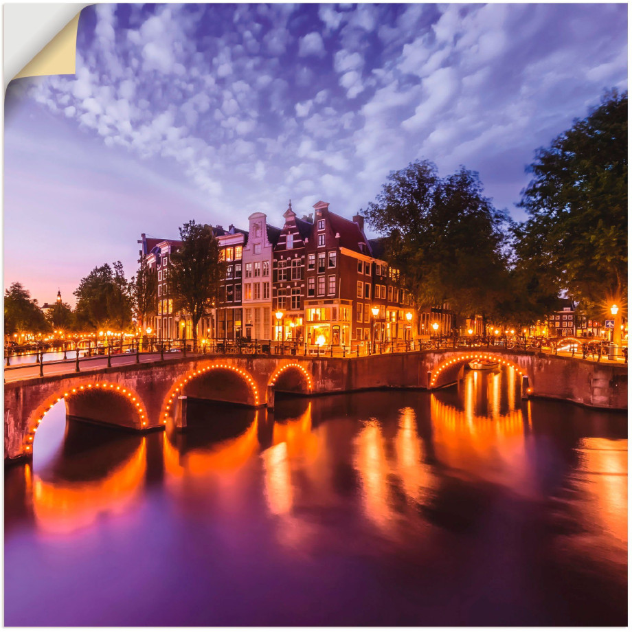 Artland Artprint Amsterdam Keizersgracht Leidsegracht als artprint op linnen, poster, muursticker in verschillende maten afbeelding 1