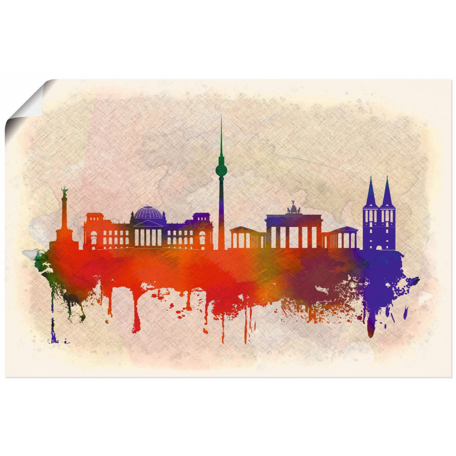 Artland Artprint Berlijn Duitsland Skyline als artprint van aluminium, artprint op linnen, muursticker of poster in verschillende maten afbeelding 1