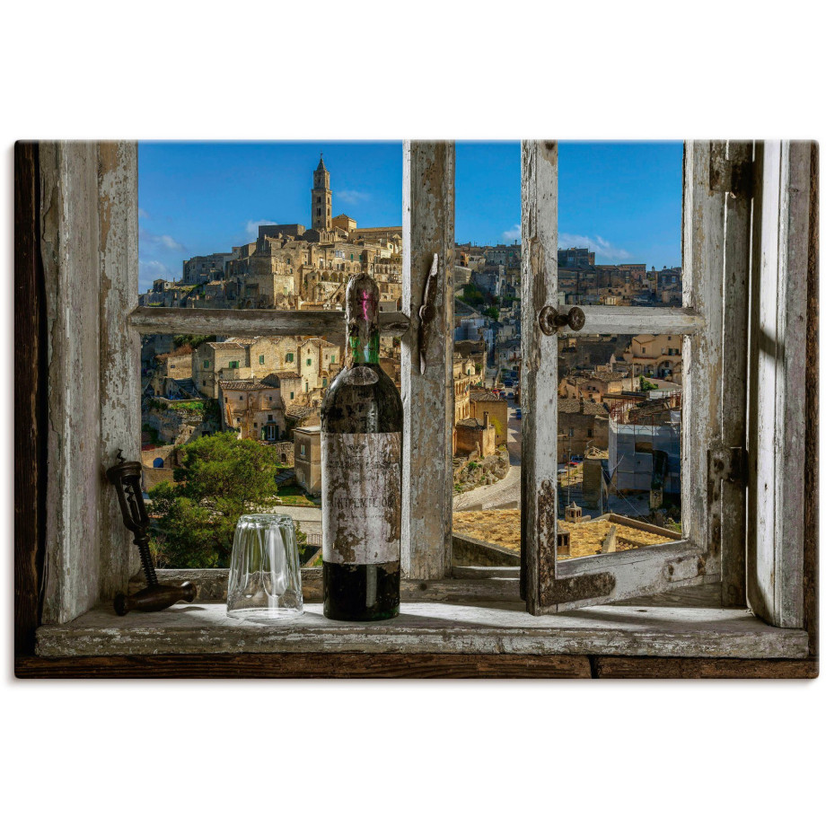 Artland Artprint Blik uit het raam Matera, Italië als artprint van aluminium, artprint voor buiten, artprint op linnen, poster, muursticker afbeelding 1