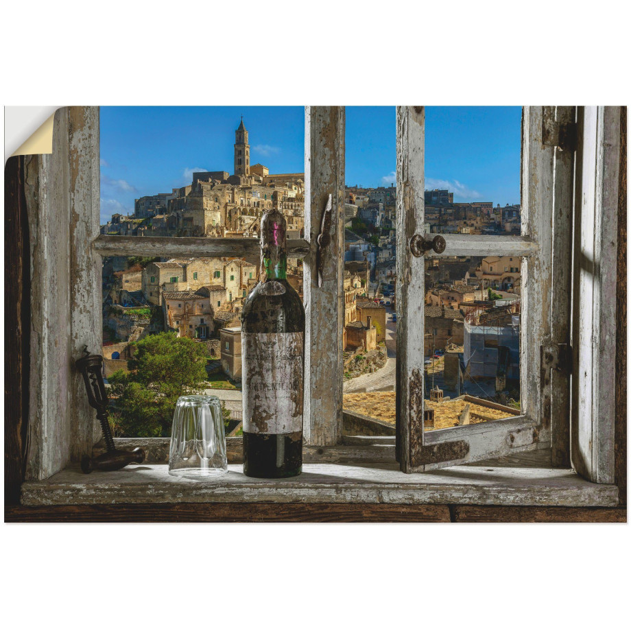 Artland Artprint Blik uit het raam Matera, Italië als artprint van aluminium, artprint voor buiten, artprint op linnen, poster, muursticker afbeelding 1