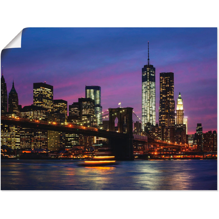 Artland Artprint Brooklyn Bridge als poster, muursticker in verschillende maten afbeelding 1