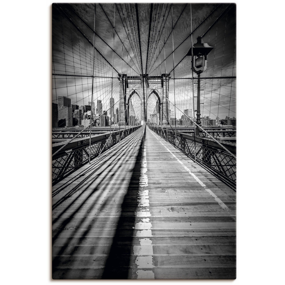 Artland Artprint Brooklyn Bridge, New York City monochroom als artprint op linnen, poster in verschillende formaten maten afbeelding 1