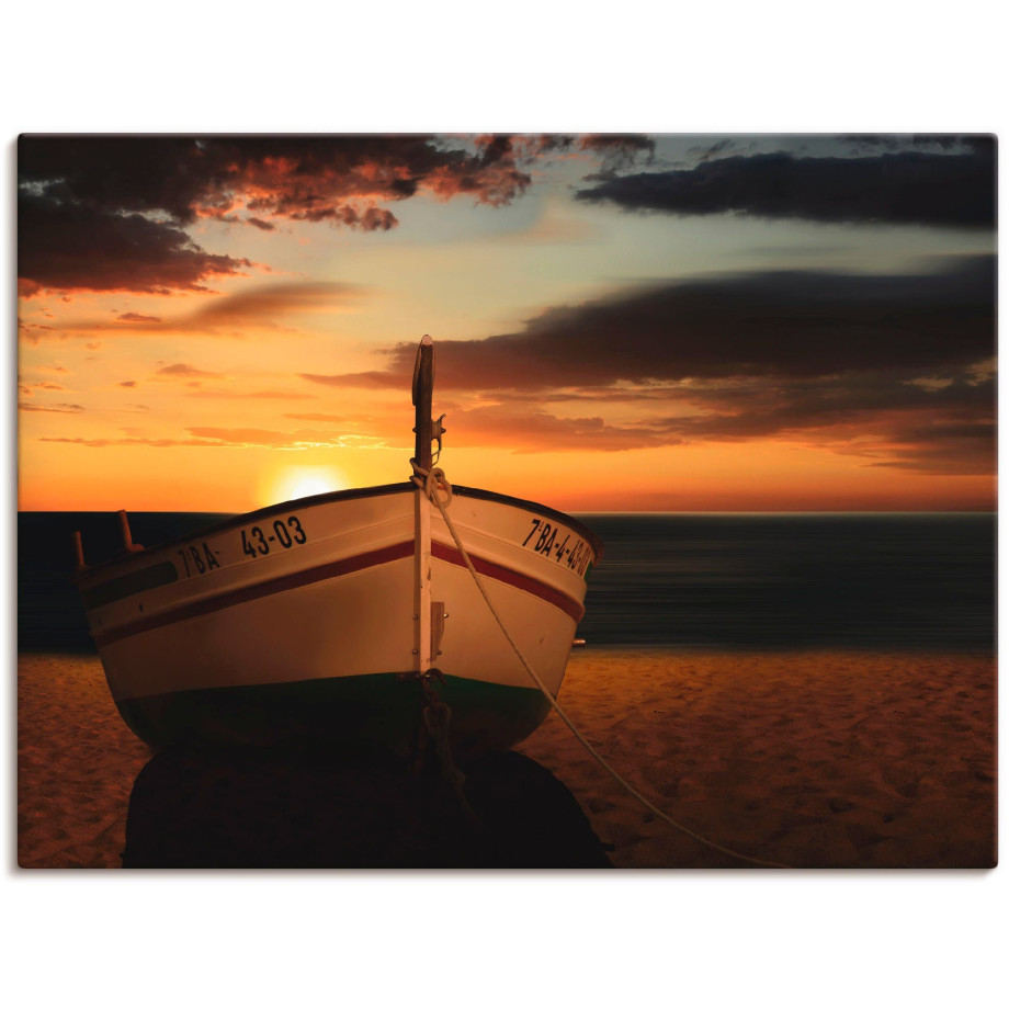 Artland Artprint De boot bij zonsondergang als artprint op linnen, muursticker in verschillende maten afbeelding 1