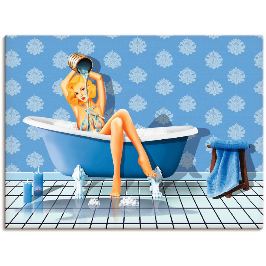 Artland Artprint De sexy blauwe badkamer als artprint op linnen, poster, muursticker in verschillende maten afbeelding 1