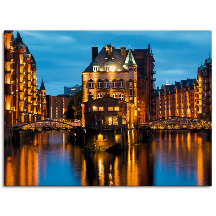 Artland Artprint Deel van de oude Speicherstadt in Hamburg als artprint op linnen, poster, muursticker in verschillende maten afbeelding 1