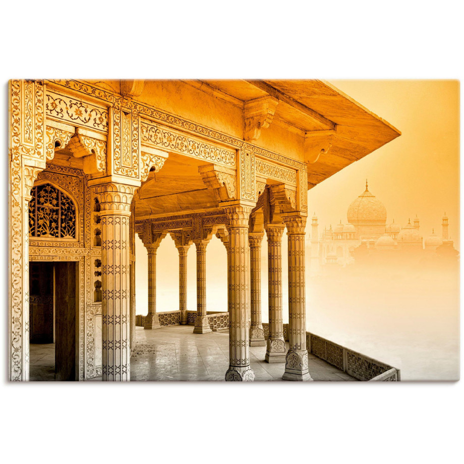 Artland Artprint Fort Agra met Taj Mahal als artprint op linnen, muursticker in verschillende maten afbeelding 1