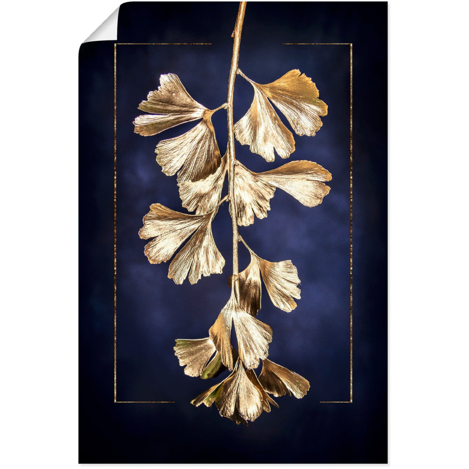 Artland Artprint Gouden gingko als artprint op linnen, poster in verschillende formaten maten afbeelding 1