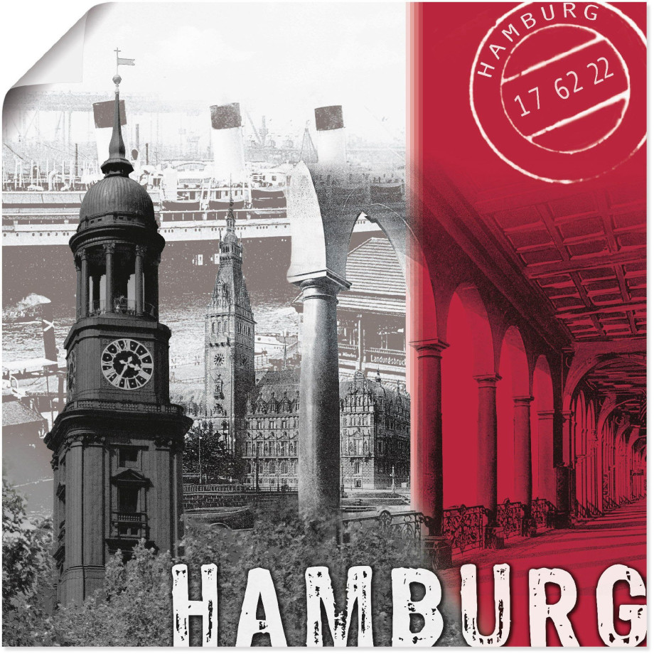 Artland Artprint Hamburg_ bordeauxrood als artprint op linnen, poster in verschillende formaten maten afbeelding 1