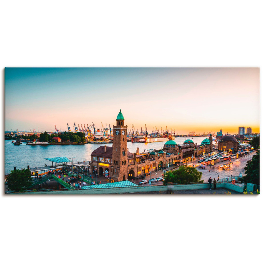 Artland Artprint Hamburg Haven en pier als artprint van aluminium, artprint voor buiten, artprint op linnen, poster, muursticker afbeelding 1