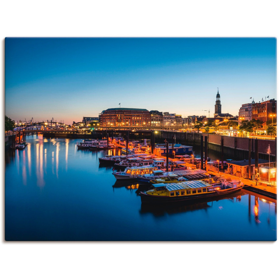 Artland Artprint Hamburg Havenpanorama met Michel als artprint van aluminium, artprint voor buiten, artprint op linnen, poster in verschillende maten. maten afbeelding 1