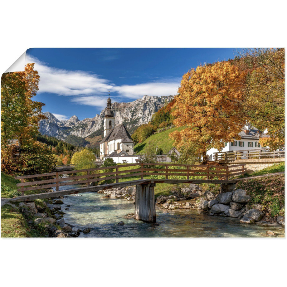 Artland Artprint Herfst in Zuid-Tirol - Herfst in het Berchtesgadener land als artprint van aluminium, artprint op linnen, muursticker of poster in verschillende maten afbeelding 1