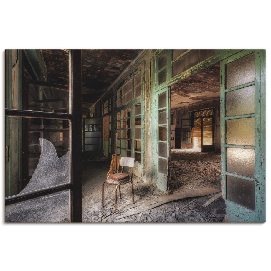 Artland Artprint Lost Place - stoel - verlaten plaatsen als artprint van aluminium, artprint voor buiten, artprint op linnen, poster in verschillende maten. maten afbeelding 1