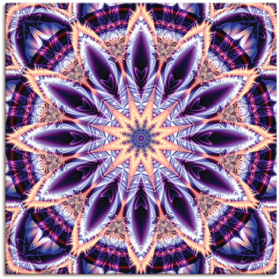 Artland Artprint Mandala ster paars als artprint op linnen, muursticker in verschillende maten afbeelding 1