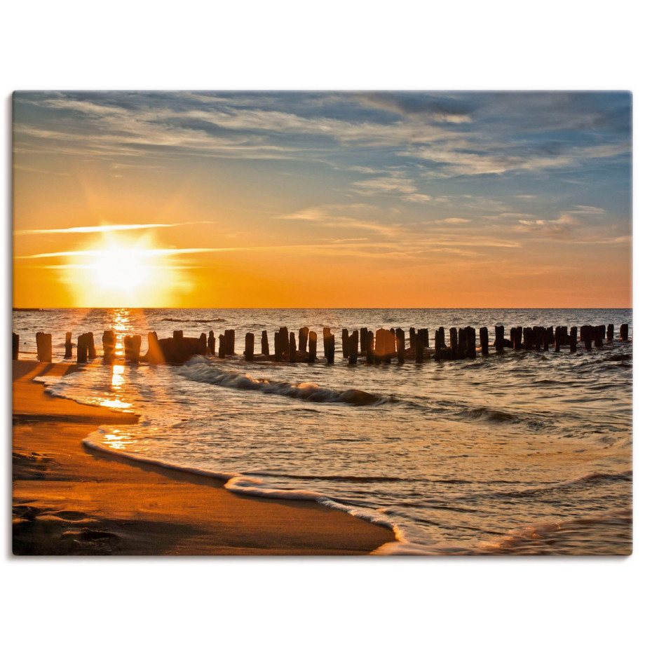 Artland Artprint Mooie zonsondergang aan het strand als artprint van aluminium, artprint voor buiten, artprint op linnen, poster in verschillende maten. maten afbeelding 1