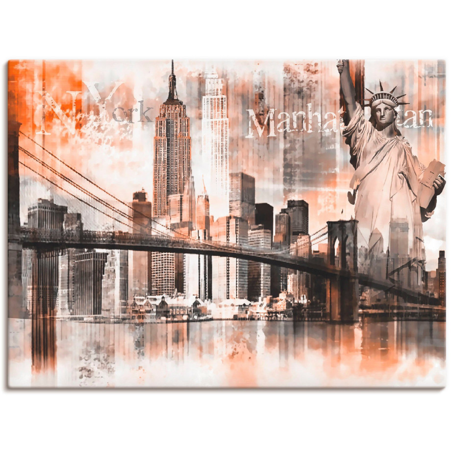 Artland Artprint New York skyline collage V als artprint op linnen, poster in verschillende formaten maten afbeelding 1