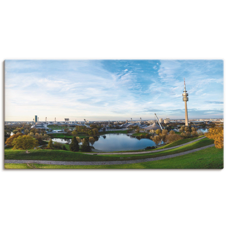 Artland Artprint op linnen Olympiapark in München gespannen op een spieraam afbeelding 1