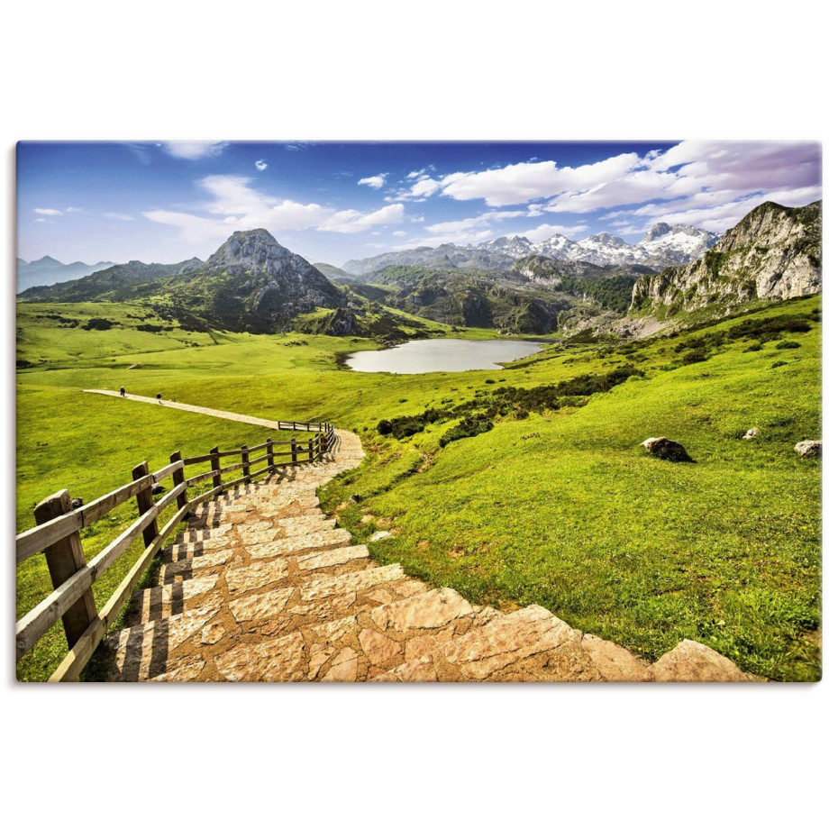 Artland Artprint op linnen Berglandschap in Asturië gespannen op een spieraam afbeelding 1