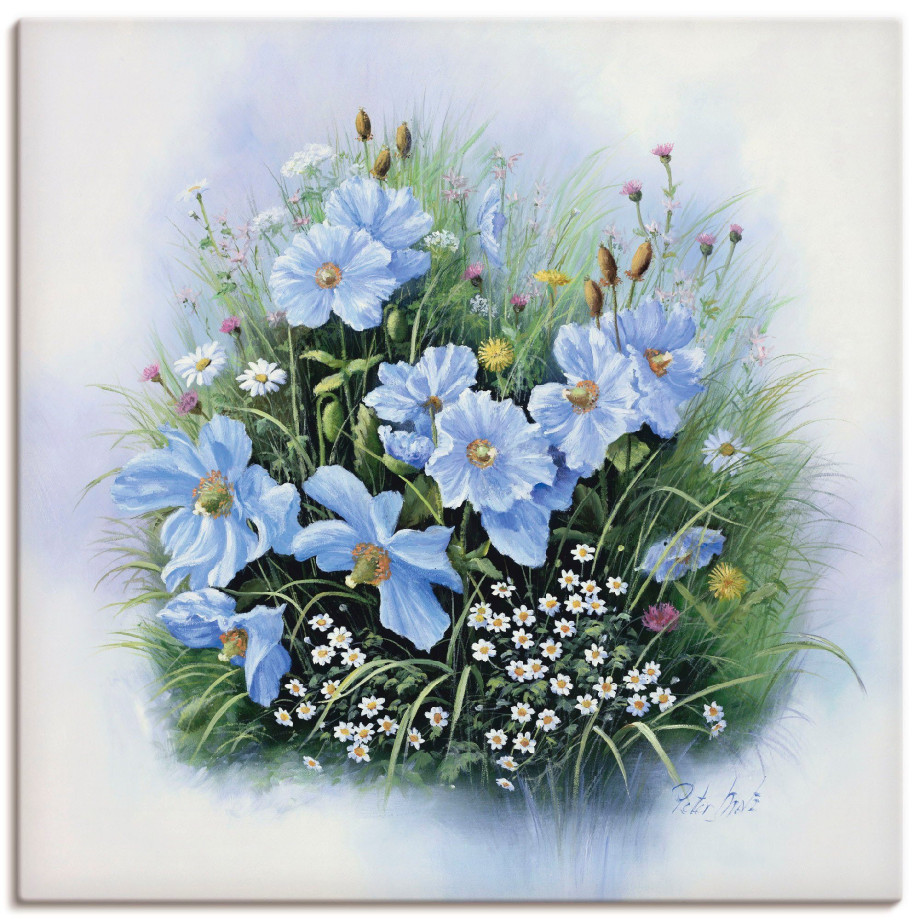 Artland Artprint op linnen Blauwe bloemen gespannen op een spieraam afbeelding 1