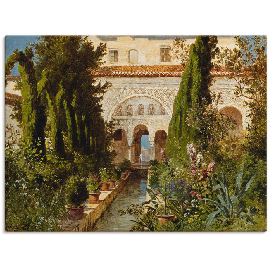 Artland Artprint op linnen De tuin van de Generalife bij Granada afbeelding 1