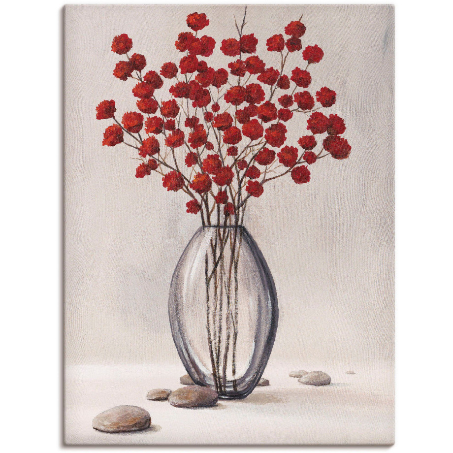 Artland Artprint op linnen Decoratieve rode herfstbloemen afbeelding 1