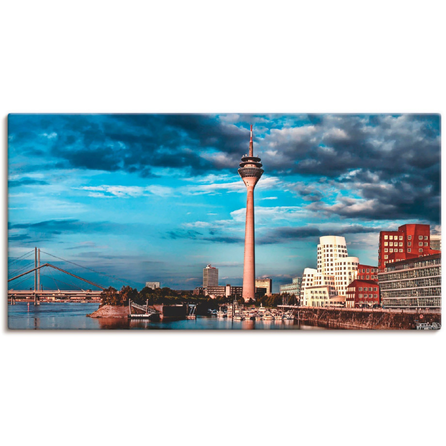 Artland Artprint op linnen Düsseldorf skyline I gespannen op een spieraam afbeelding 1