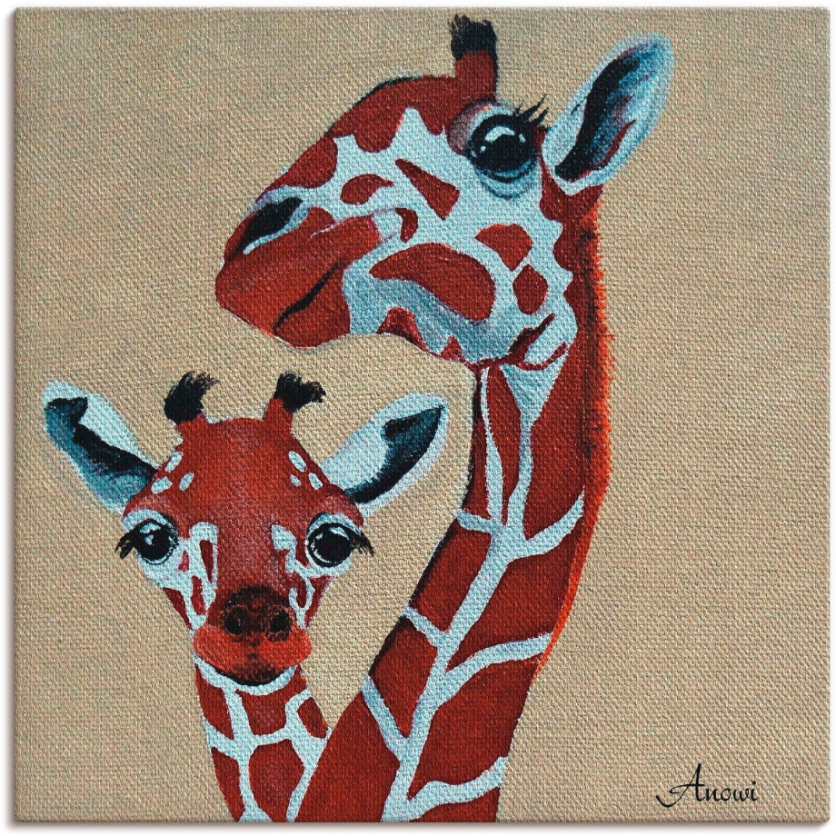 Artland Artprint op linnen Giraffen gespannen op een spieraam afbeelding 1