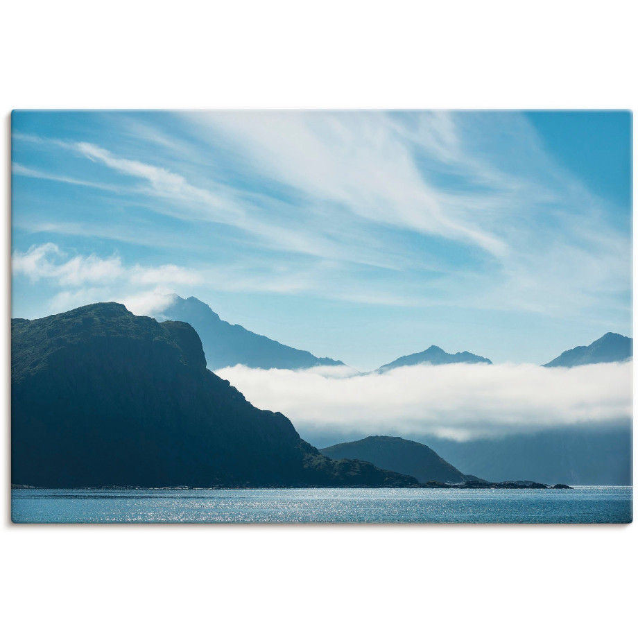 Artland Artprint op linnen Haukland beach Lofoten gespannen op een spieraam afbeelding 1