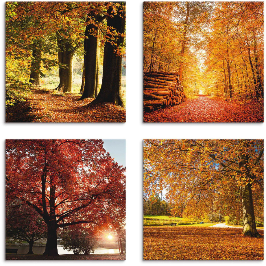 Artland Artprint op linnen Herfstlandschap set van 4, verschillende maten (4-delig) afbeelding 1