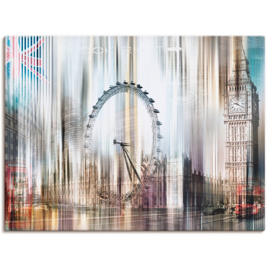 Artland Artprint op linnen Londen Skyline collage I gespannen op een spieraam afbeelding 1