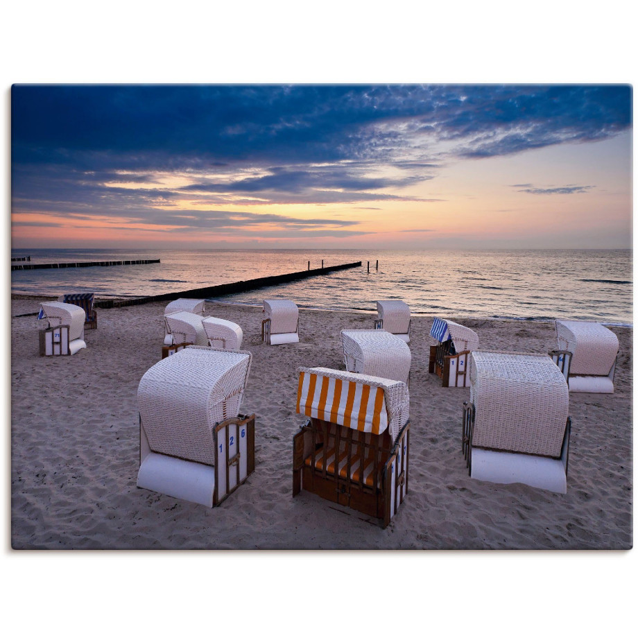 Artland Artprint op linnen Strandstoelen aan de Oostzee afbeelding 1