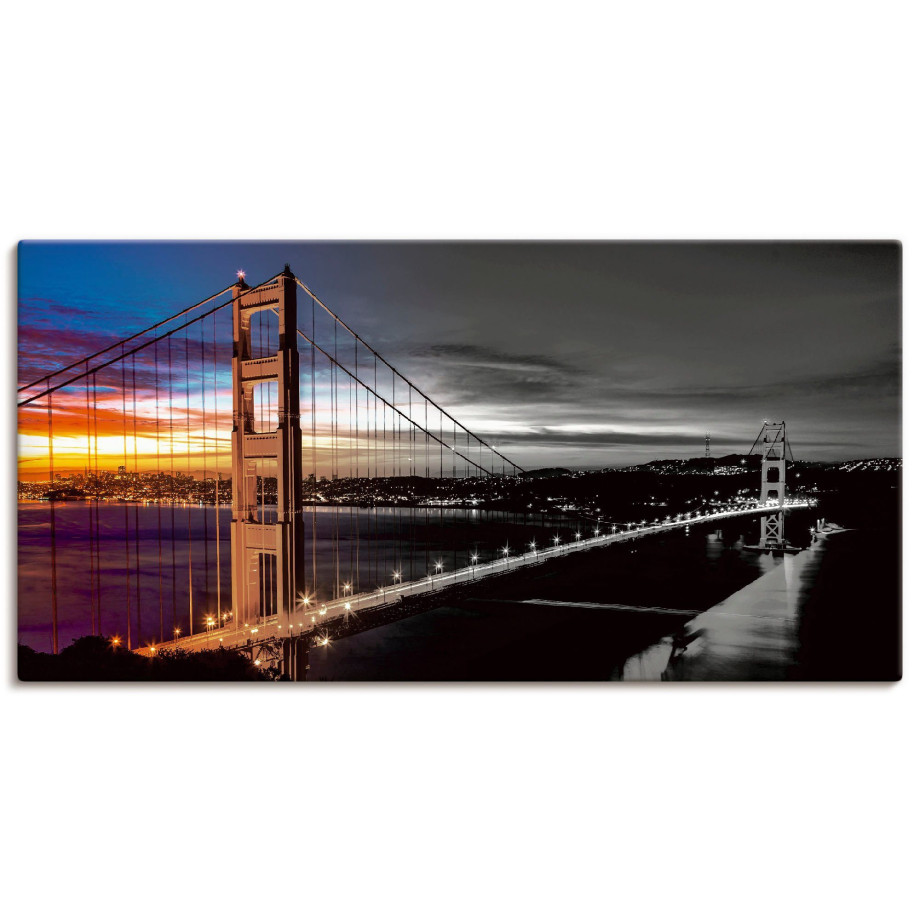 Artland Artprint op linnen The Golden Gate Bridge gespannen op een spieraam afbeelding 1