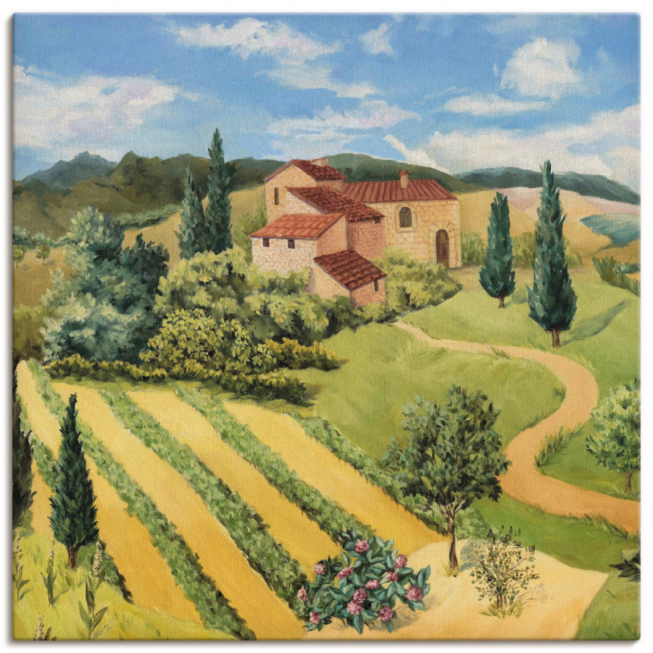 Artland Artprint op linnen Toscaans landschap II gespannen op een spieraam afbeelding 1