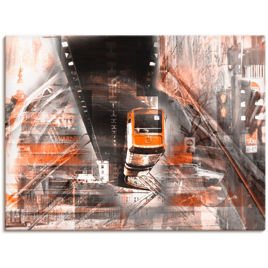 Artland Artprint op linnen Wuppertal skyline abstracte collage afbeelding 1